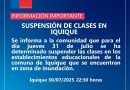 Suspensión Parcial de Clases en Iquique en establecimientos de zonas inundables