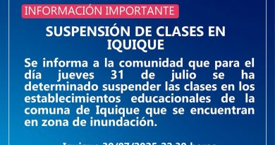 Suspensión Parcial de Clases en Iquique en establecimientos de zonas inundables