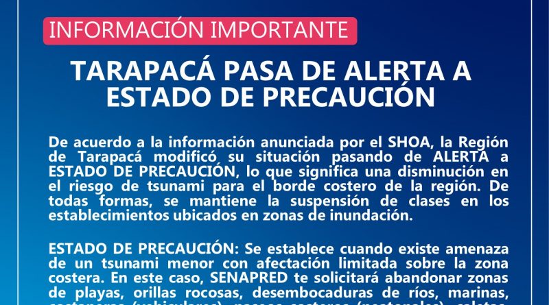 Cambio de Estado a Precaución en Iquique