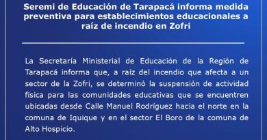 Medida preventiva en establecimientos educacionales por incendio en Zofri