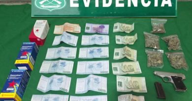 Tres detenidos por porte de arma e infracción a la Ley de Drogas en Valle Verde, Iquique