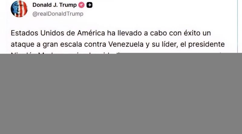 Donald Trump confirma que Nicolás Maduro y su esposa, Cilia Flores, han sido capturados y sacados de Venezuela.
