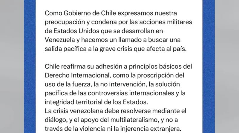 El presidente Gabriel Boric condenó los ataques militares de Estados Unidos en Venezuela y la captura de Nicolás Maduro, afirmando que la crisis debe resolverse mediante el diálogo y el respeto al derecho internacional.