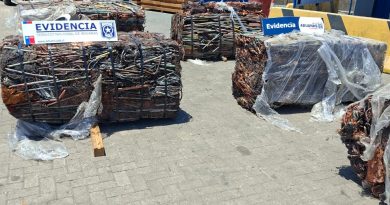 Incautan contrabando de 600 kilos de cable de cobre robado en el puerto de Arica