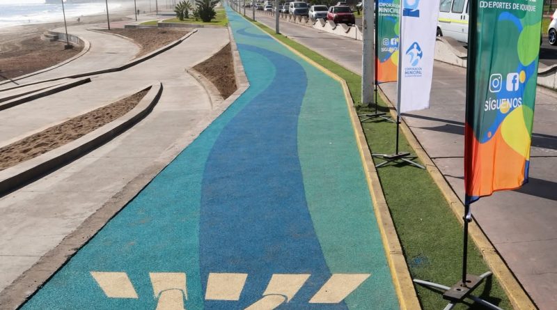 MUNICIPALIDAD DE IQUIQUE ENTREGA A LA COMUNIDAD LA PRIMERA TROTAVÍA COSTERA CON CAUCHO EN CHILE