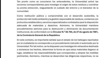 UNAP emite comunicado tras hallazgo de residuos y documentos en sector costero de Iquique
